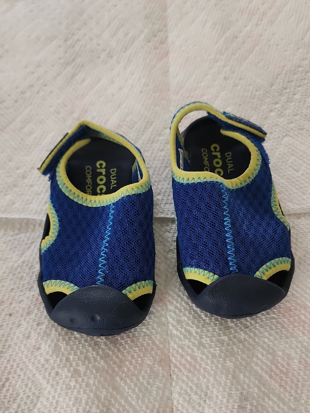 CROCS Kids Blue and Yellow Mesh Water Shoes